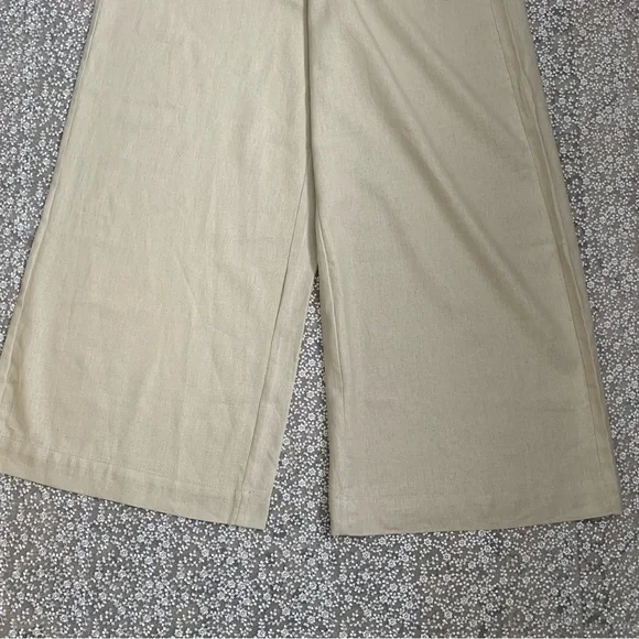 Max Studio London NWT Cream Wide-Leg Linen Trousers - Picture 8 of 15
